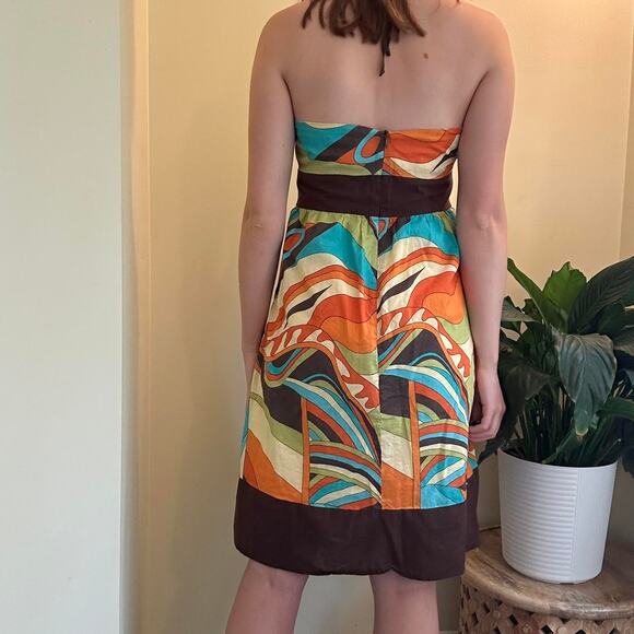 Vintage mod vibrant eyeshadow halter neck dress with pockets size 9 - Picture 5 of 6